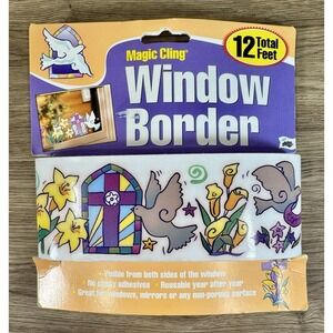 Vintage Magic Cling Window Border Christian Easter Dove Cross 12 Ft Reusable Y2K